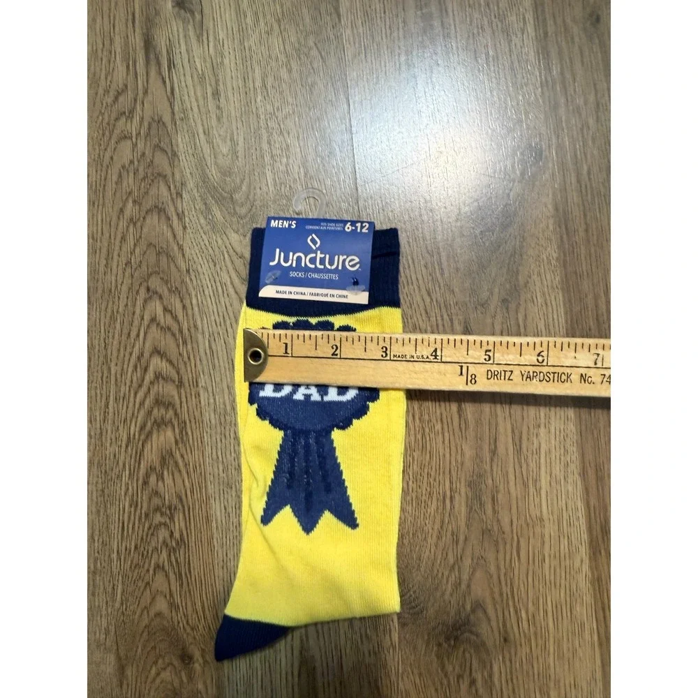 Juncture Socks Men's Size 6-12 Blue Yellow White Socks #1 Dad NWT